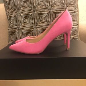 Pink suede heels